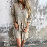 Nora™ | Casual Effen Blouse & Shorts-set